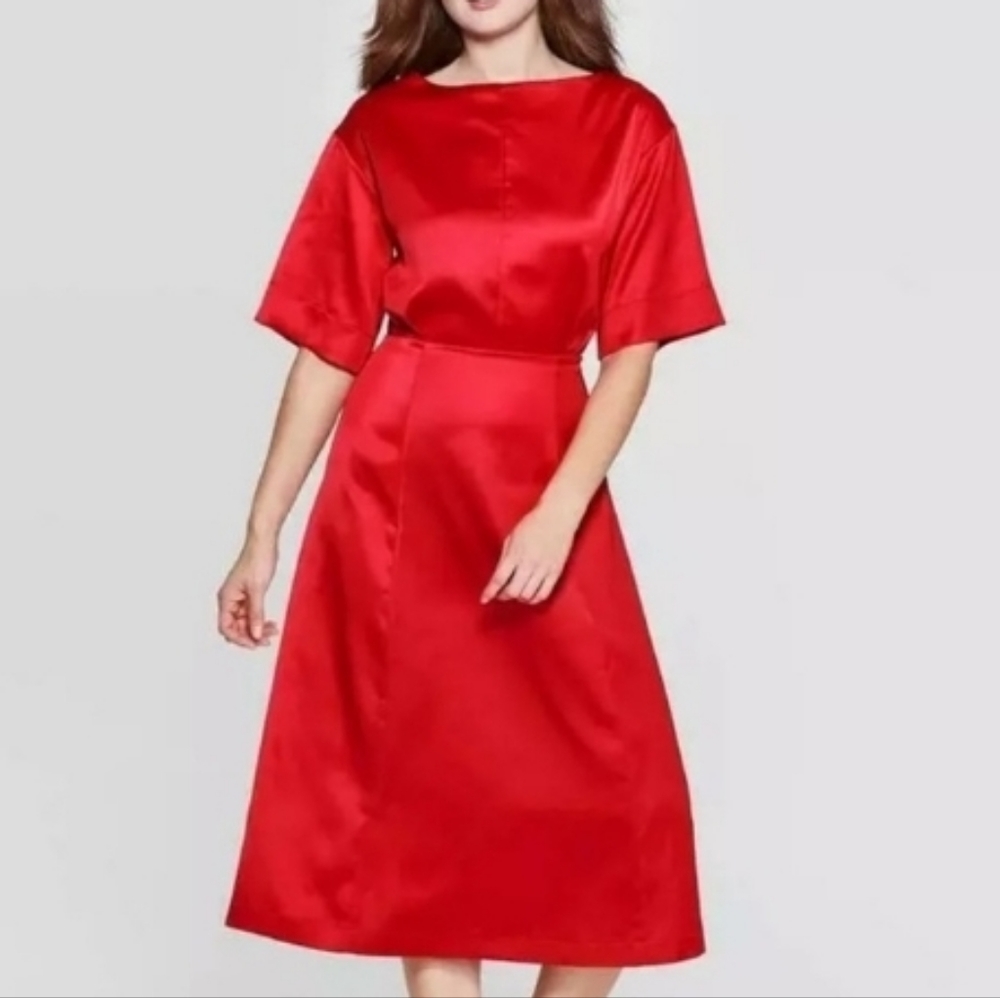 Satin red dress